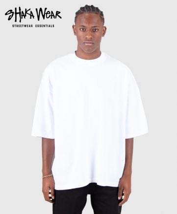 GARMENT DYE DROP SHOULDER Tシャツ/WH:ホワイト/MODEL:T185 cm;W84 kg