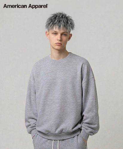 American Apparel (アメリカンアパレル)7.6oz リフレックスフリース ユニセックス スウェットシャツ/モデル着用:18Z ヘザーグレー