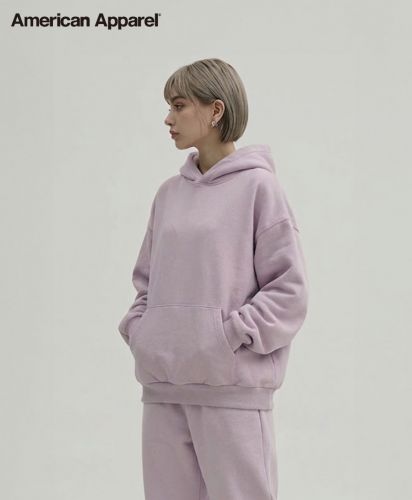 American Apparel (アメリカンアパレル)7.6oz リフレックスフリース ユニセックス プルオーバーパーカー/モデル着用:0M9 ブラッシュ