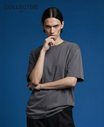 COLLECTIVE J+(コレクティブ・ジェイ・プラス)ハイエンド ヴィンテージTシャツ/009 ダークグレー:身長186cm/Lサイズ着用
