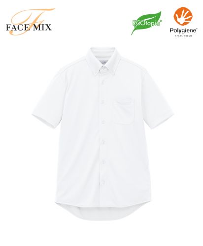 FACE MIX(フェイスミックス)ユニセックスボタンダウン半袖シャツ/15ホワイト