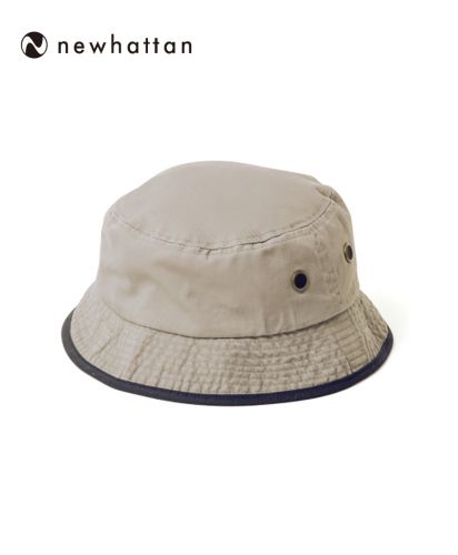 ニューハッタン(NEWHATTAN)ウォッシュ トリムバケットハット(Washed Bucket Hat with Trim)/KH カーキ