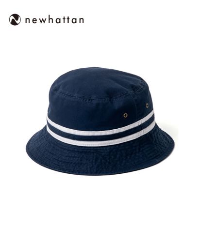 ニューハッタン(NEWHATTAN)ストライプ バケットハット(Stripe Bucket Hat)/NY ネイビー