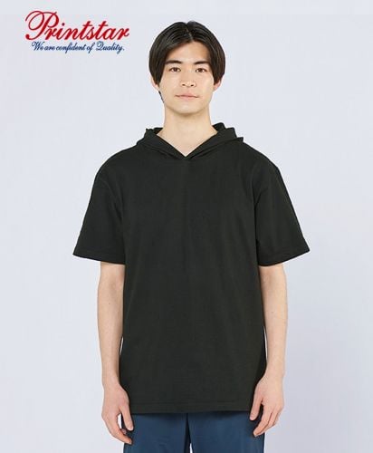 5.6オンス ヘビーウェイトフーディTシャツ/005ブラック Lサイズ メンズモデル183cm