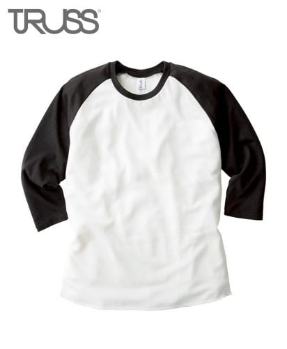 メンズ トライブレンドラグラン7分袖Tシャツ/ 40オフホワイト×スミクロ