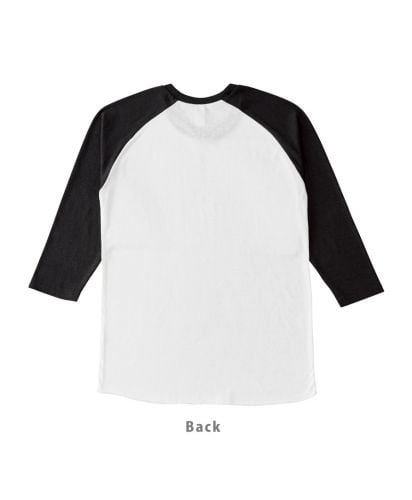メンズ トライブレンドラグラン7分袖Tシャツ/ 40オフホワイト×スミクロback