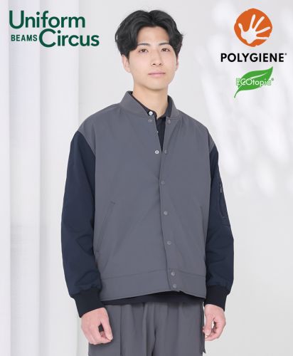 Uniform Circus BEAMS(ユニフォーム サーカス ビームス)ユニセックスジャケット/モデル着用:2 グレー×ネイビー