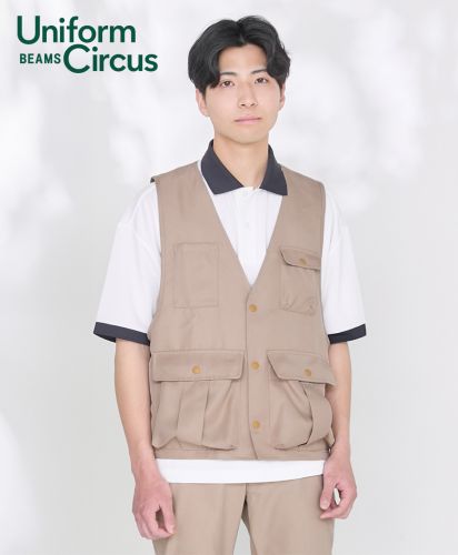 Uniform Circus BEAMS(ユニフォーム サーカス ビームス)エプロンベスト/モデル着用:1 ベージュ