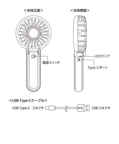 折りたたみハンディUSBファン/取り扱い説明2