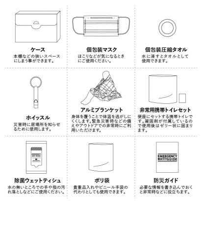 防災緊急9点セット　ケースタイプ/セット内容リスト